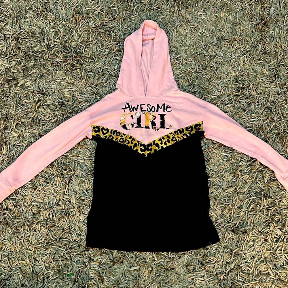 Pink and black justice sweater size 10